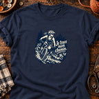 VTT femme en forêt boueuse — T-shirt bleu marine