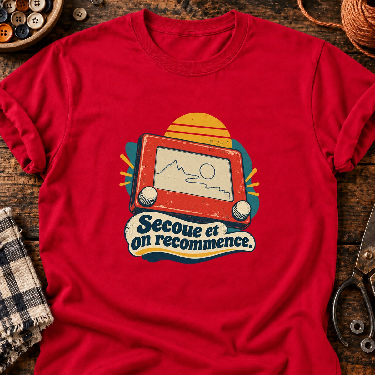 Jeu de dessin mécanique rétro — T-shirt rouge