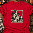 Mes aiguilles. Mes règles. Femme tricotant — T-shirt rouge