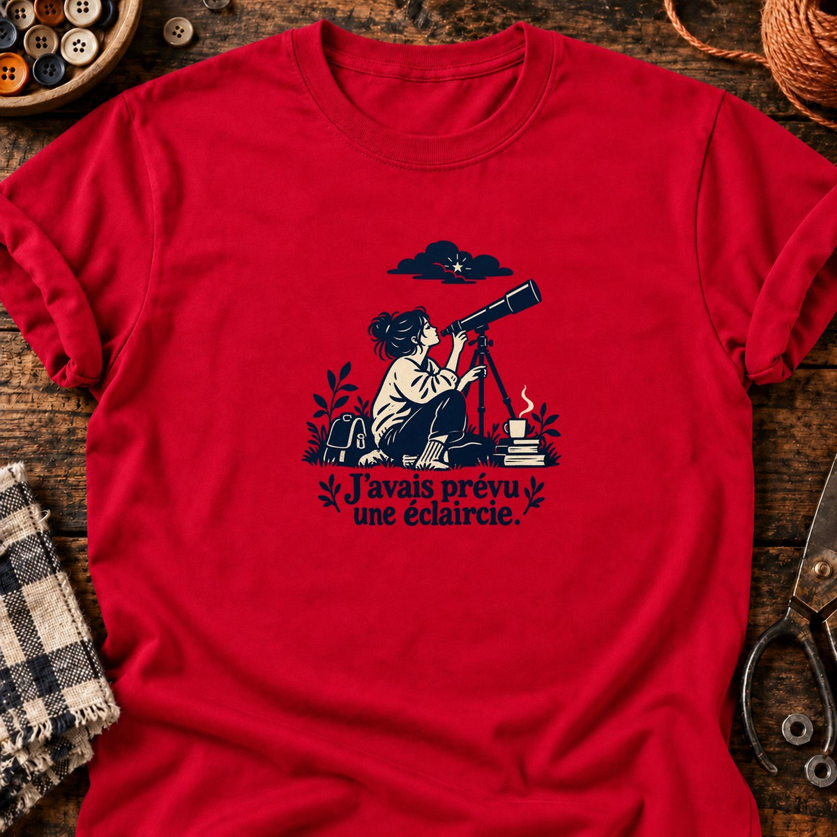 Astronome — J’avais prévu une éclaircie — T-shirt rouge