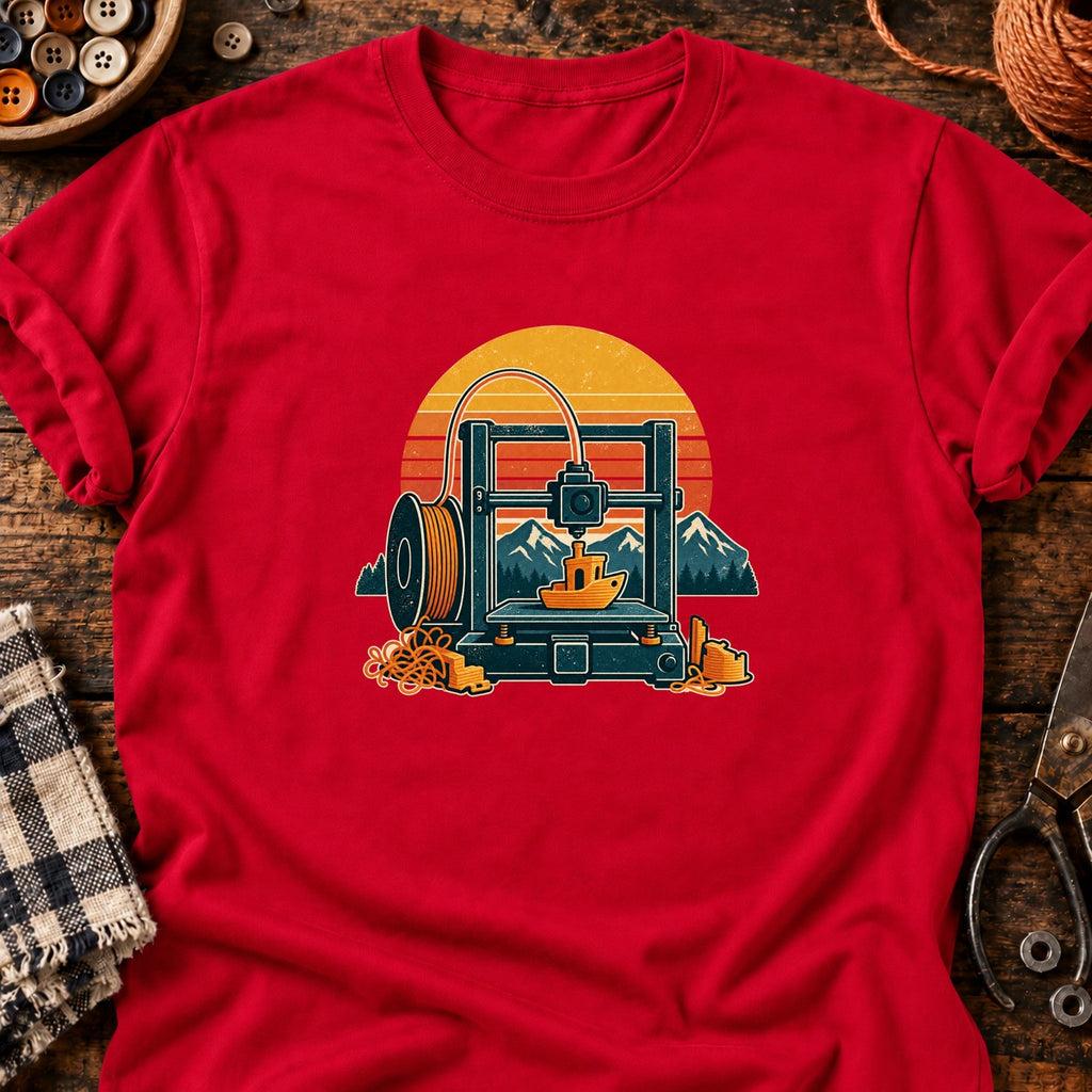 T-shirt Imprimante 3D et bateau de calibration, coloris rouge