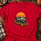 T-shirt Appareil photo vintage et pellicule, coloris rouge