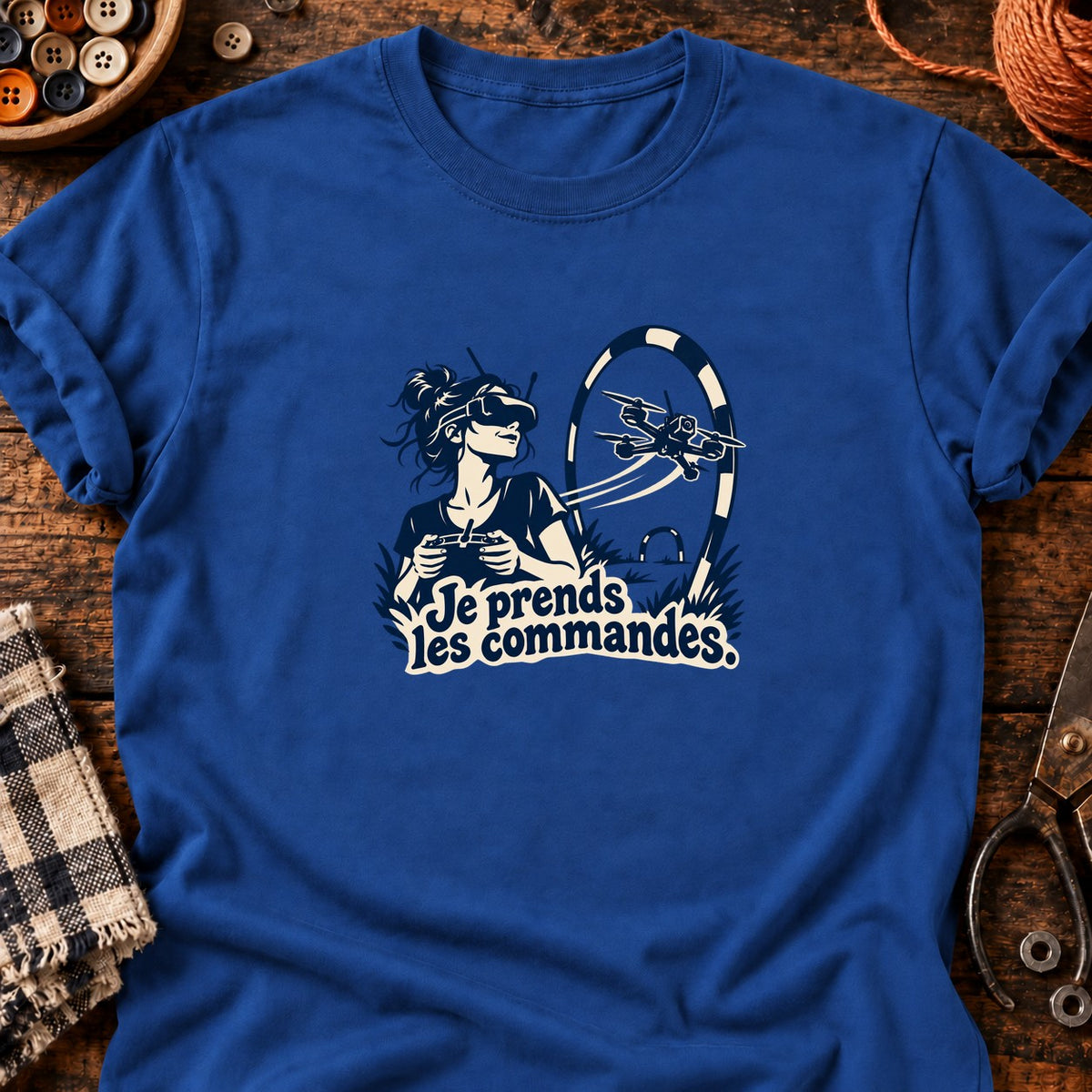 Pilote de drone Je prends les commandes — T-shirt bleu roi