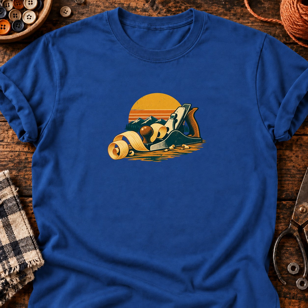 T-shirt Rabot à main et copeaux en, coloris bleu roi