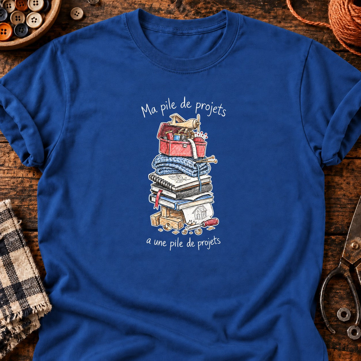ma pile de projets — T-shirt bleu roi
