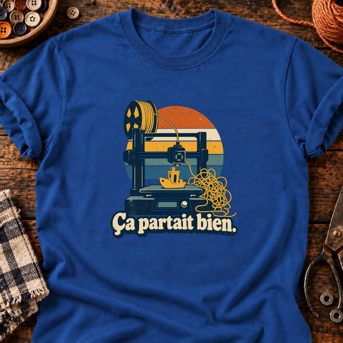 Imprimante 3D et benchy — T-shirt bleu roi