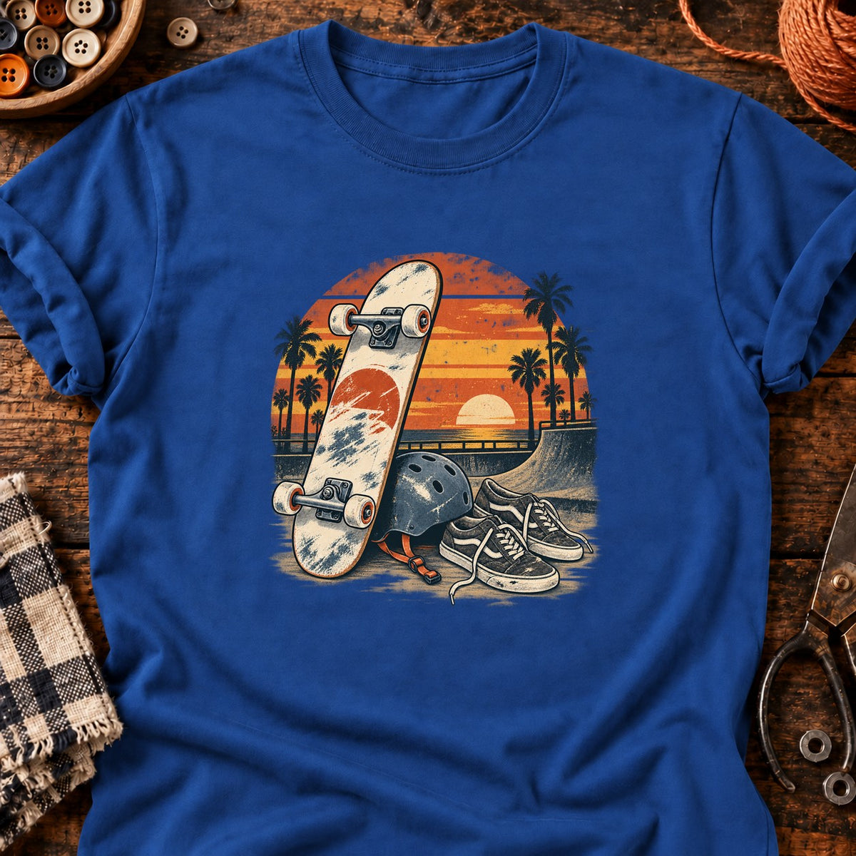 Planche usée et chaussures de skate T-Shirt — T-shirt Royal
