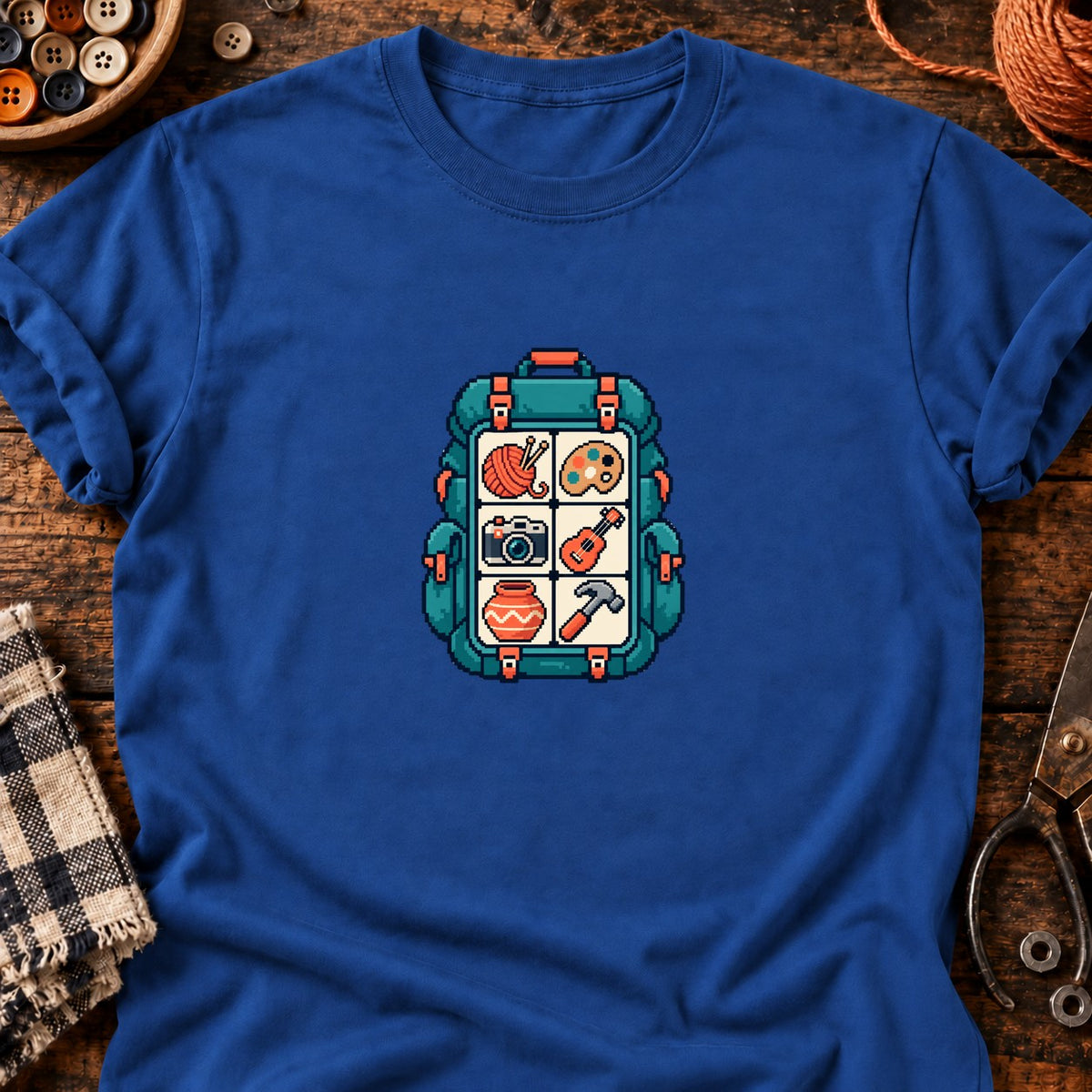 Jamais sans mon bazar — T-shirt bleu roi