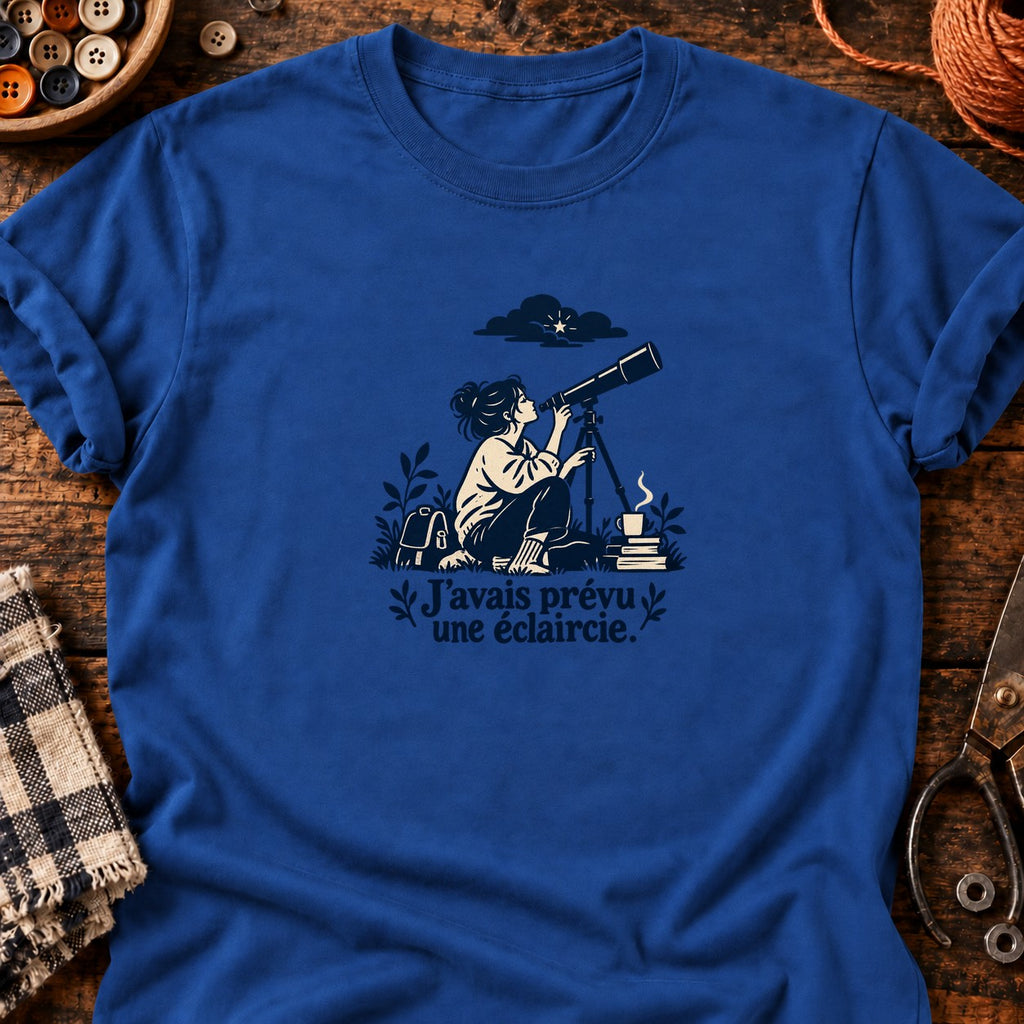 Astronome — J’avais prévu une éclaircie — T-shirt bleu roi