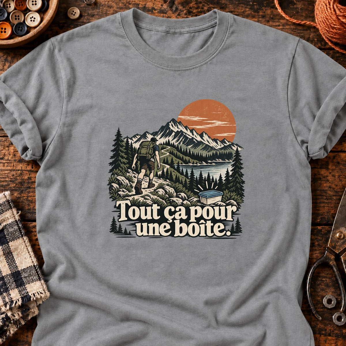 Tout ça pour une boîte — T-shirt gris chiné