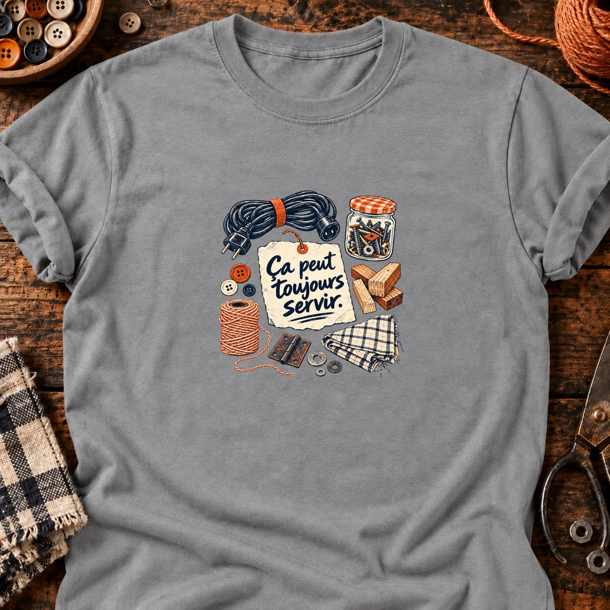 Ça peut toujours servir — T-shirt gris chiné