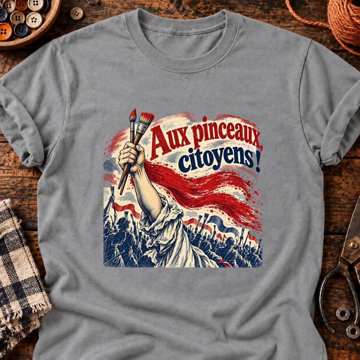 Aux pinceaux citoyens — T-shirt gris chiné