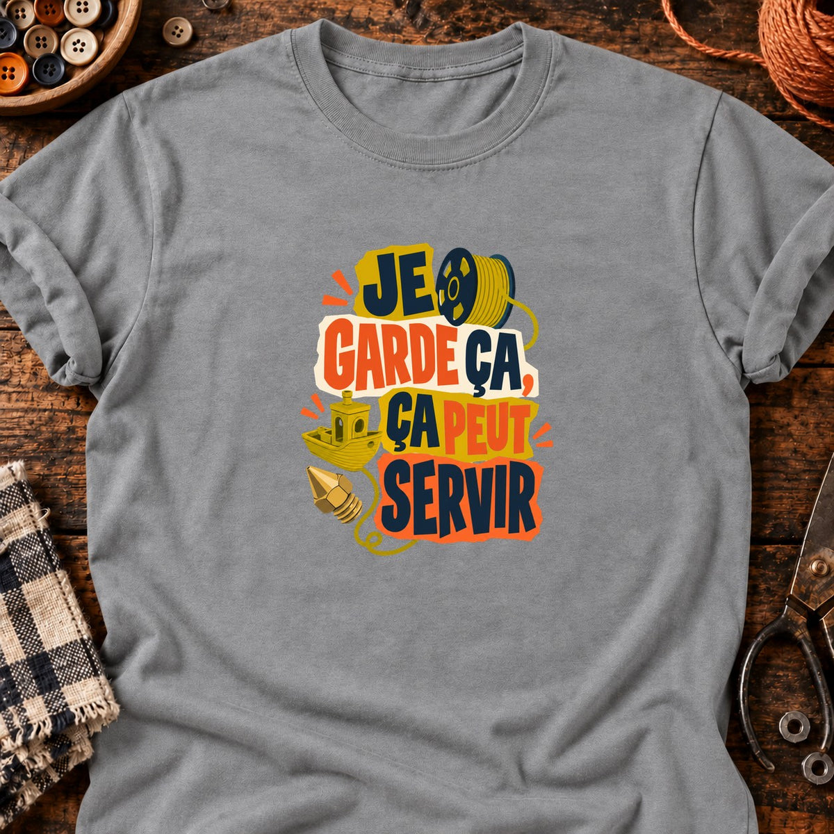 Ça peut servir - Impression 3D — T-shirt gris chiné