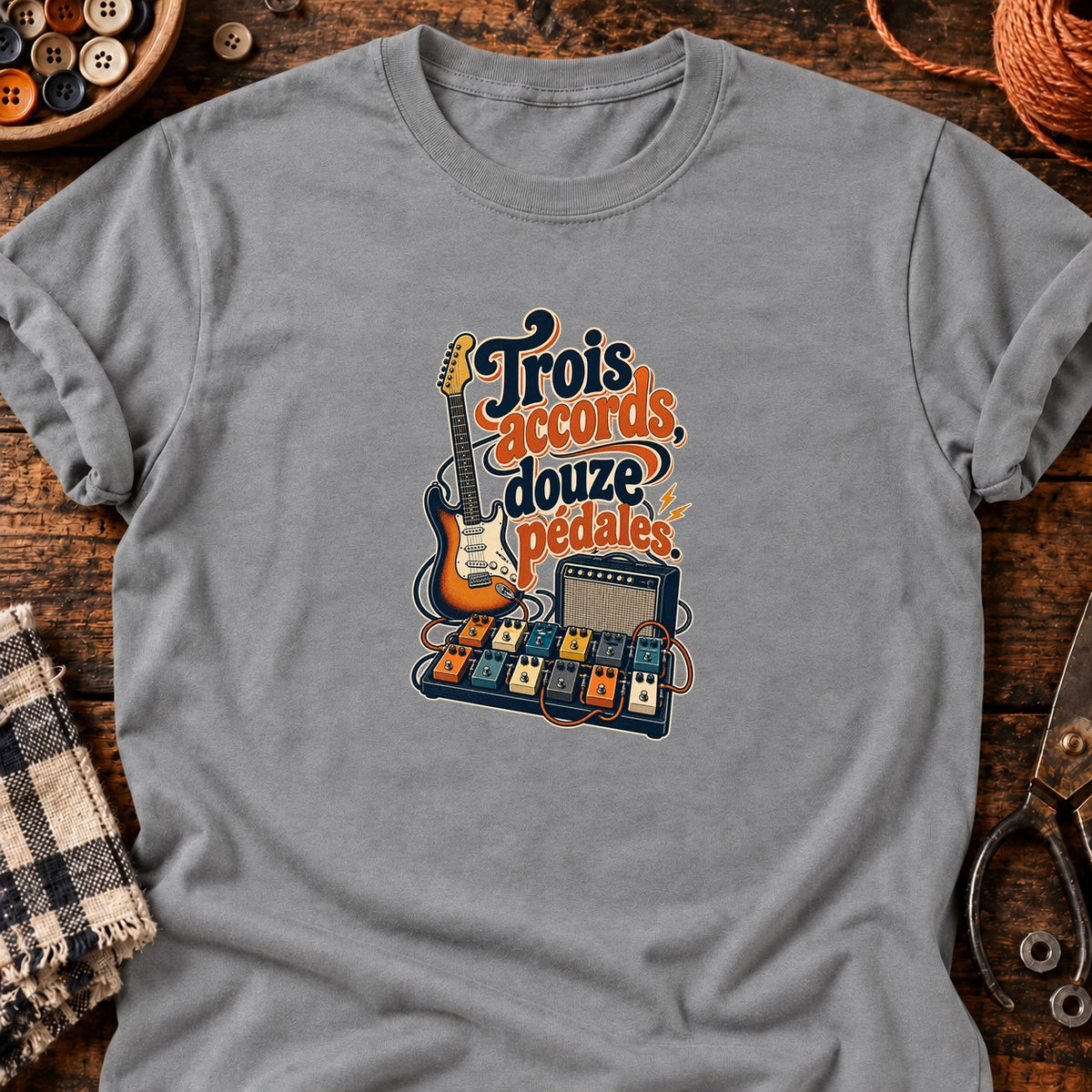 Trois accords, douze pédales. Guitariste vintage T-Shirt — T-shirt Sport Grey