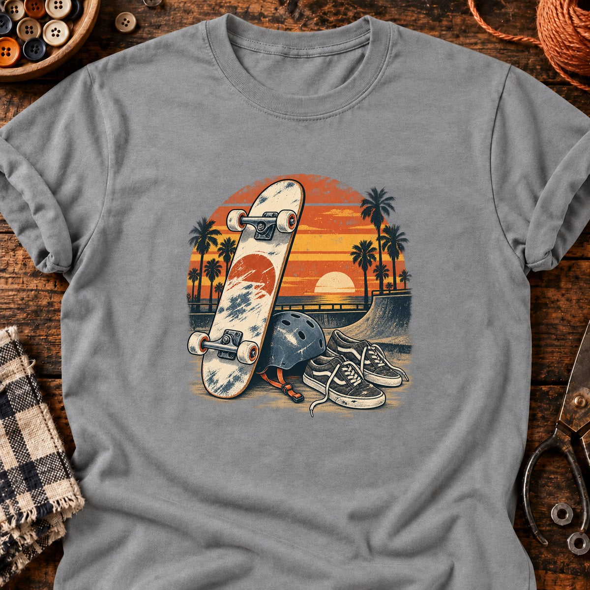 Planche usée et chaussures de skate T-Shirt — T-shirt Sport Grey