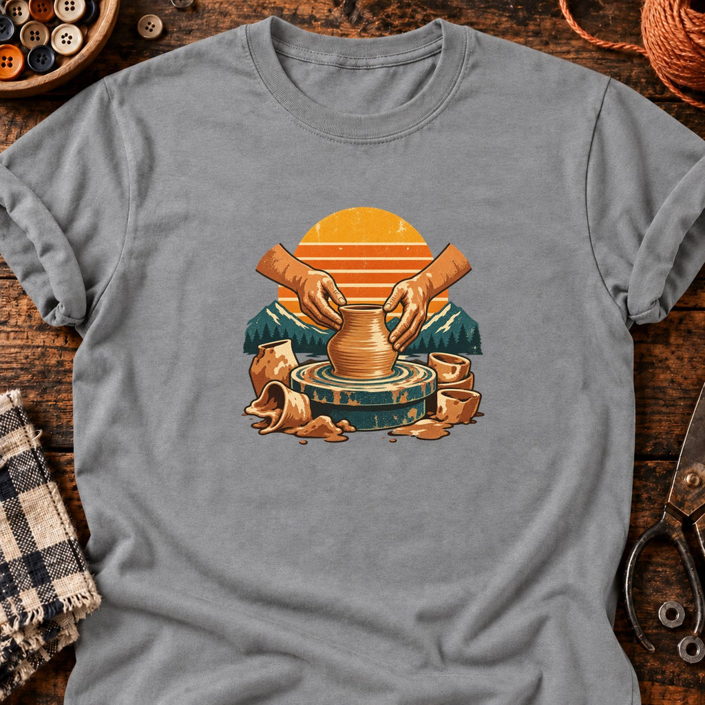 T-shirt Modelage d'argile sur tour de potier, coloris gris sport