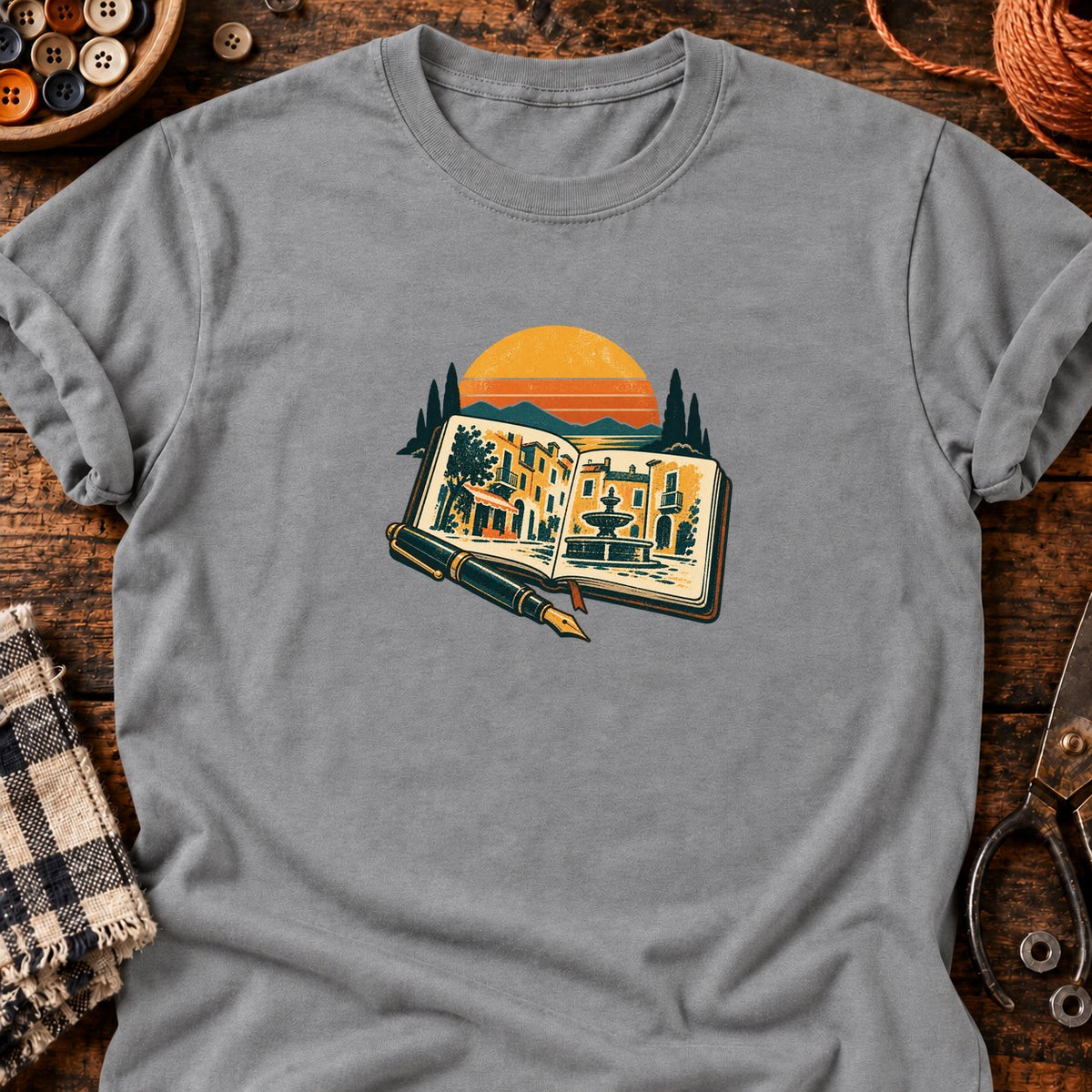 T-shirt Carnet de croquis urbains, coloris gris sport