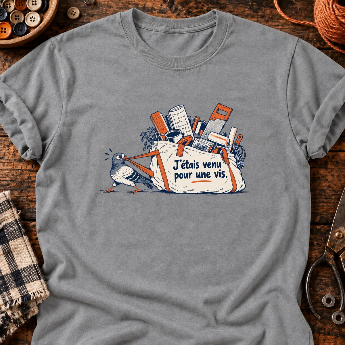 J’étais venu pour une vis — T-shirt gris chiné