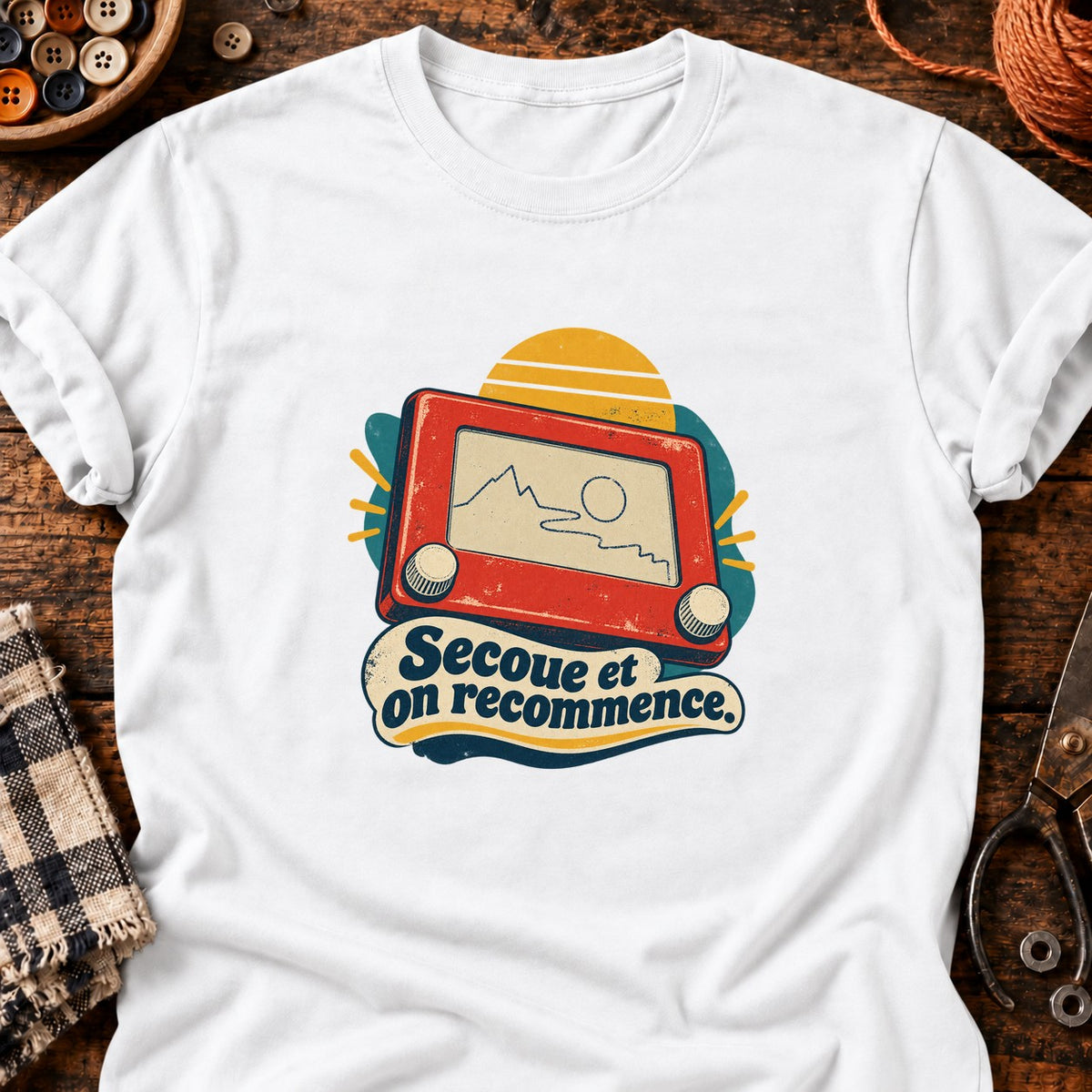 Jeu de dessin mécanique rétro — T-shirt blanc
