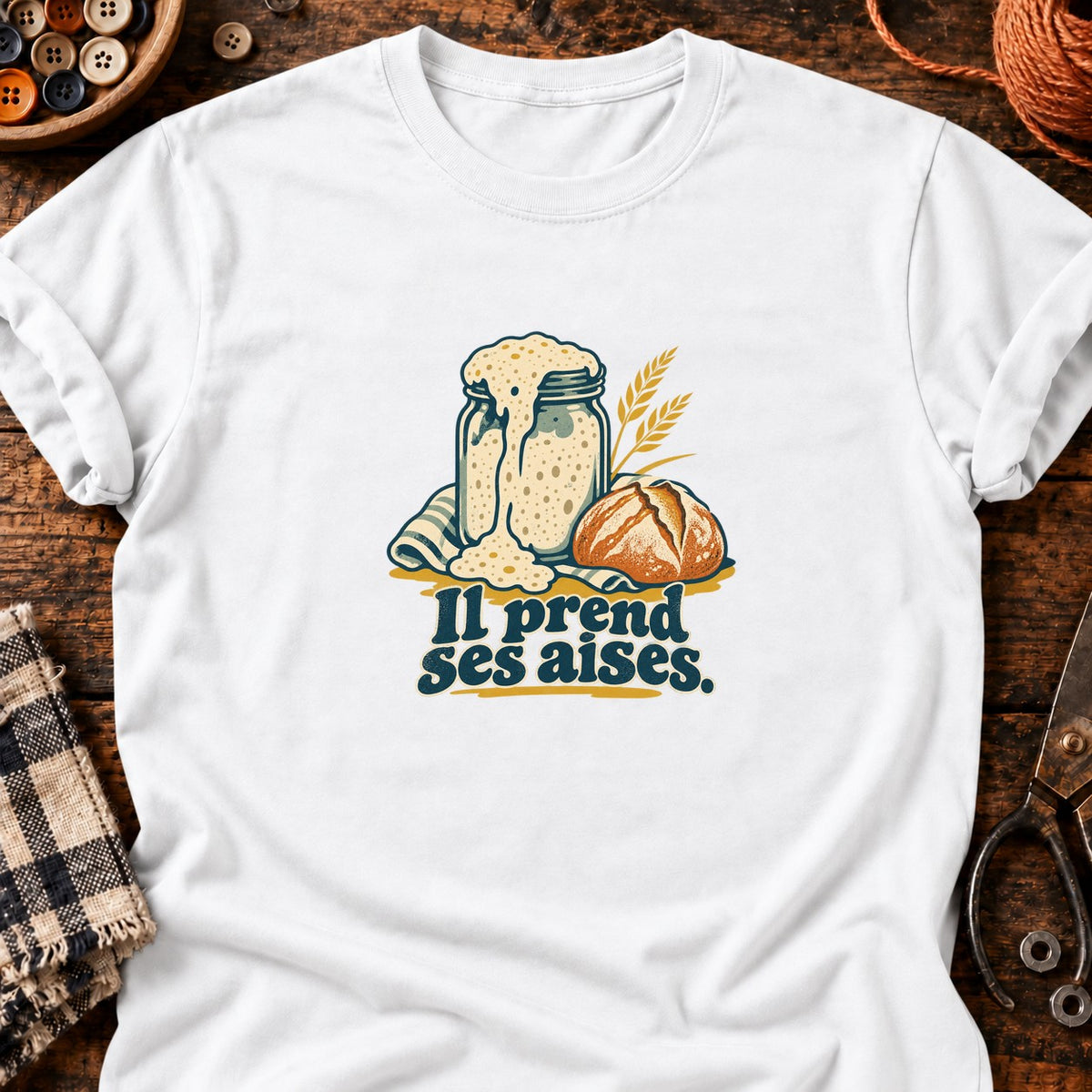 Levain débordant et pain rustique — T-shirt blanc