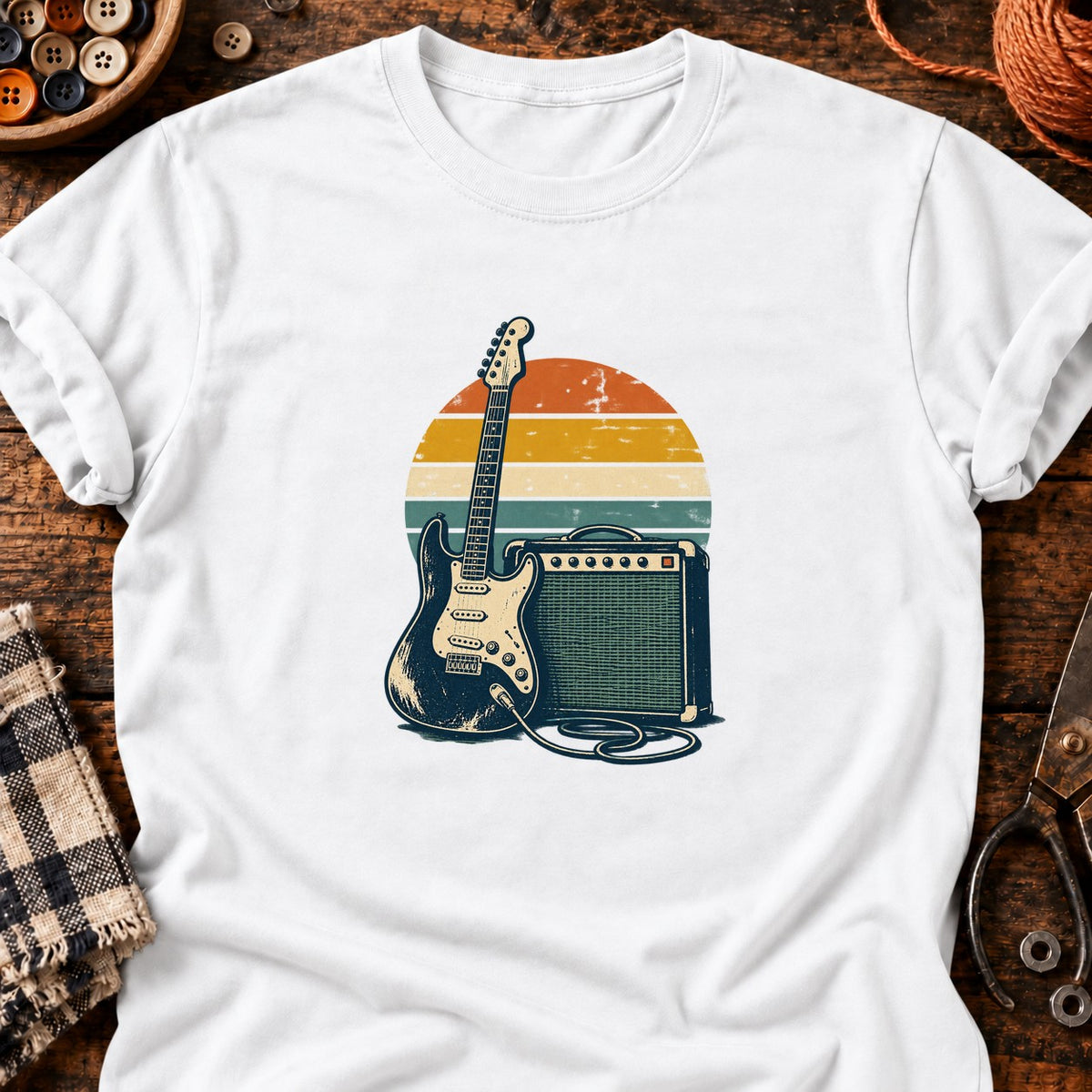 Guitare et ampli rétro — T-shirt blanc