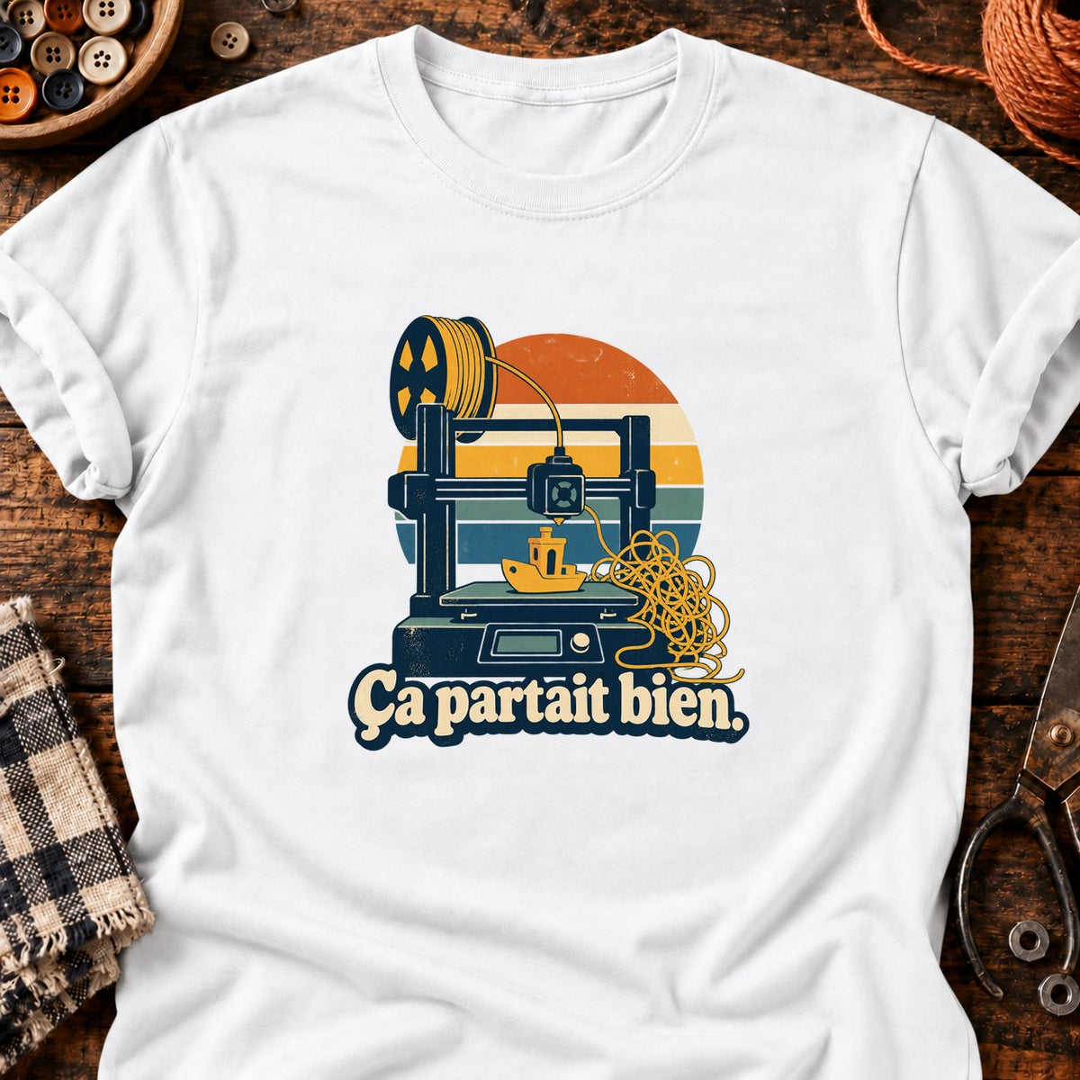Imprimante 3D et benchy — T-shirt blanc