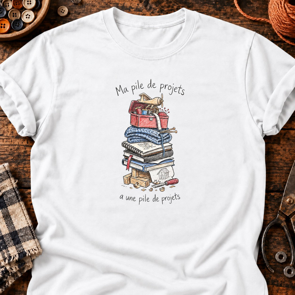 ma pile de projets — T-shirt blanc