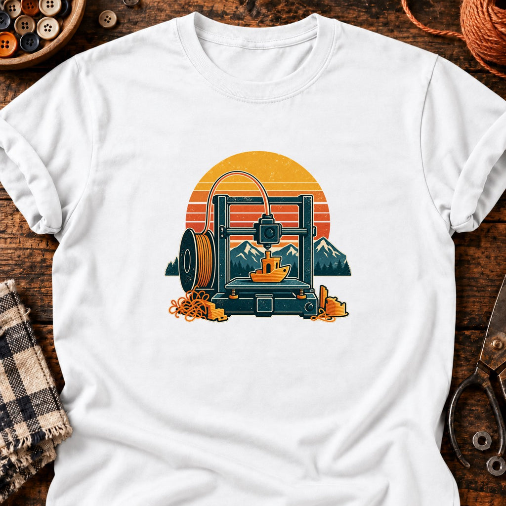 T-shirt Imprimante 3D et bateau de calibration, coloris blanc