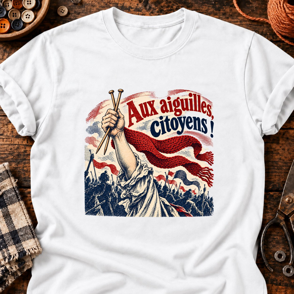 Aux aiguilles citoyens — T-shirt blanc