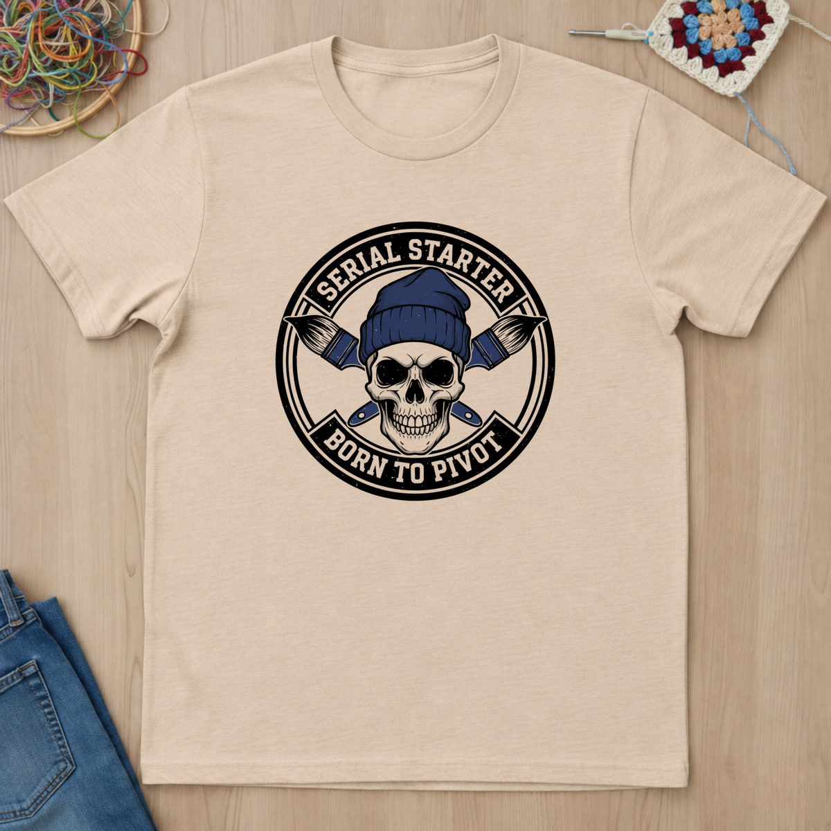 Skull Serial Starter Born To Pivot T-Shirt
