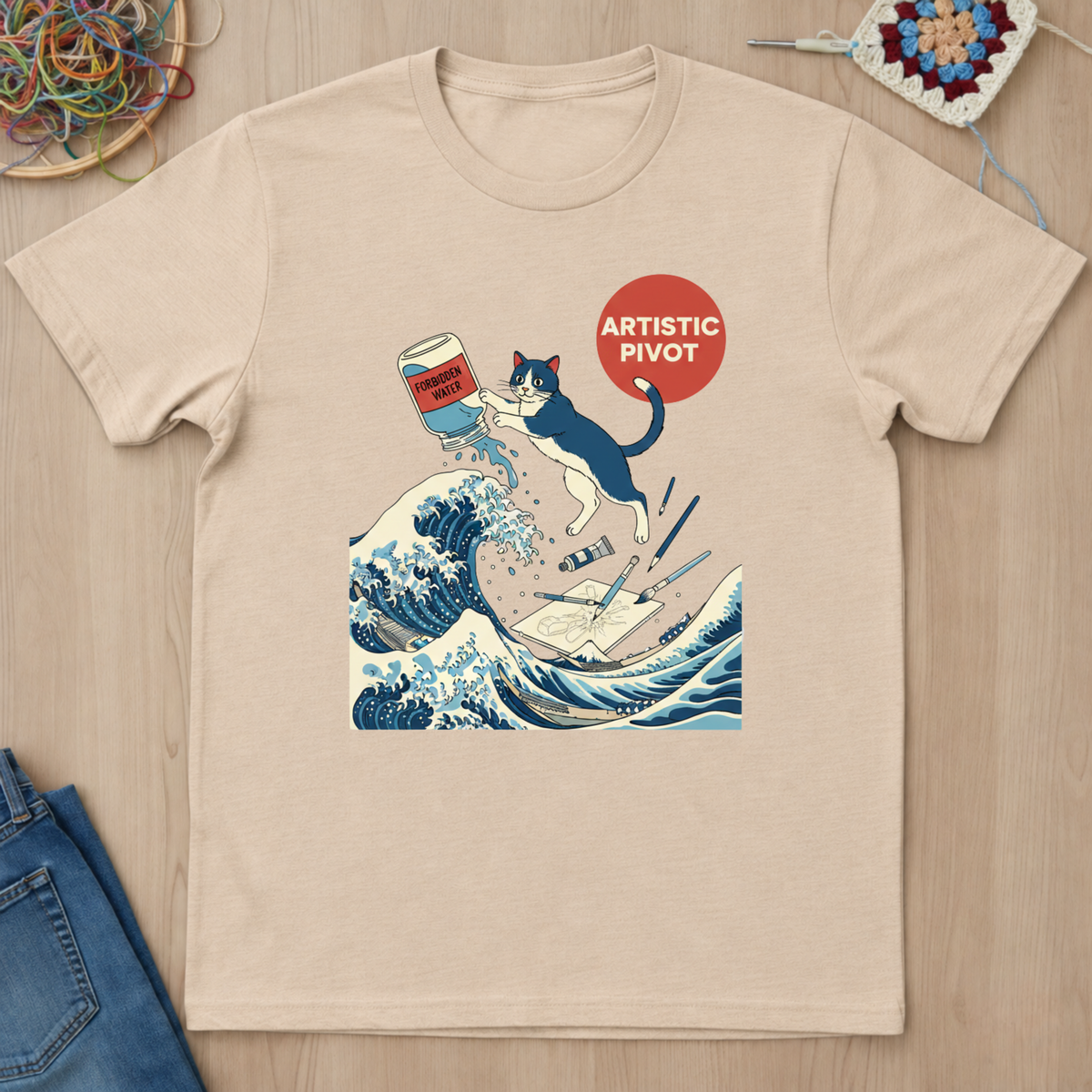 Cat Wave Artistic Pivot T-Shirt
