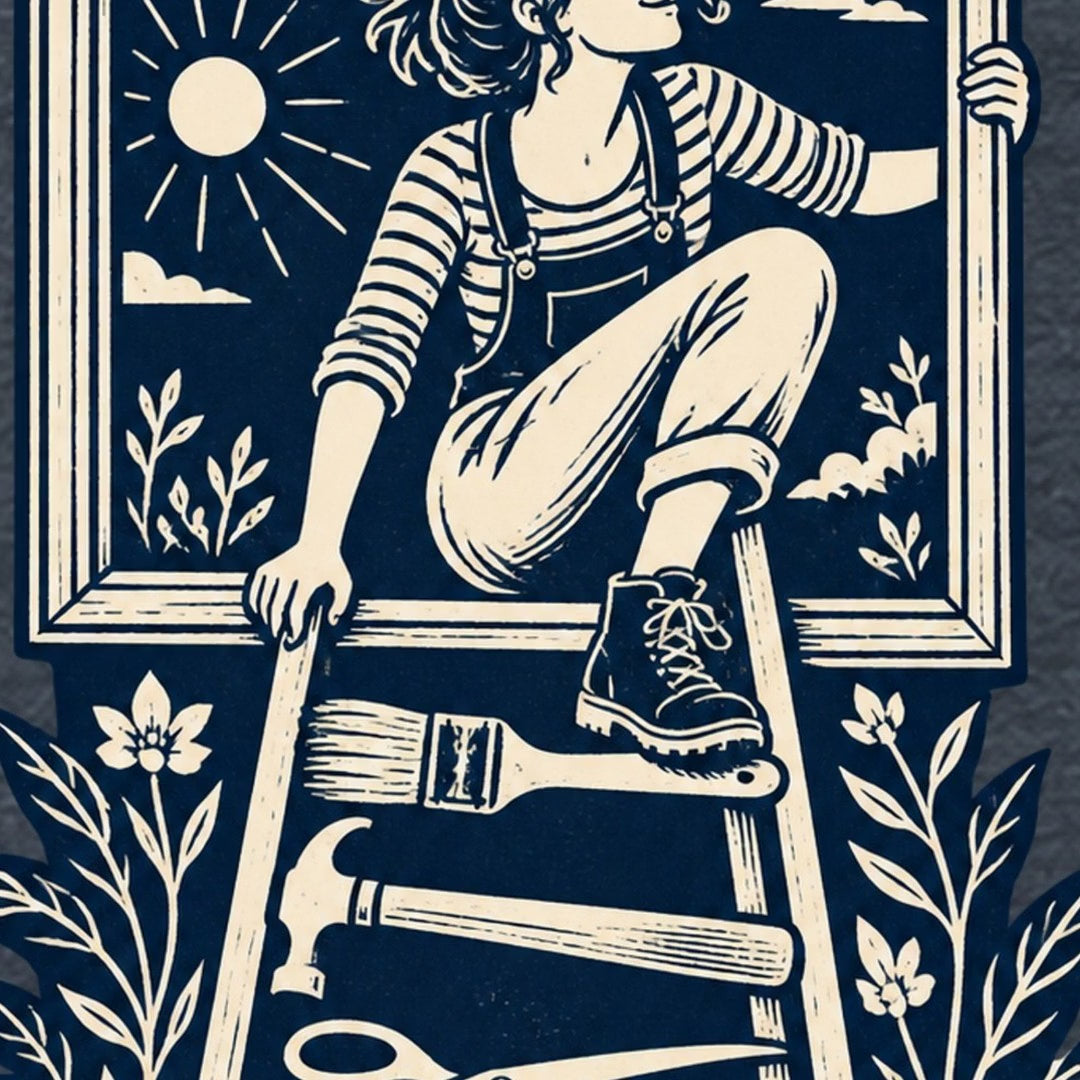 Femme libre sur échelle d’outils T-Shirt — video