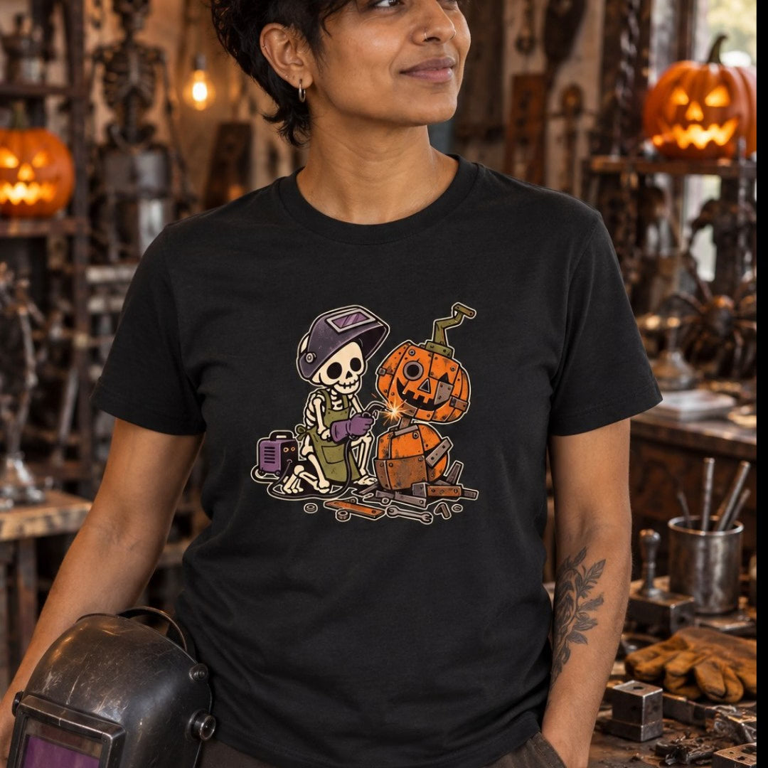 Squelette soudeur de citrouille T-Shirt — video