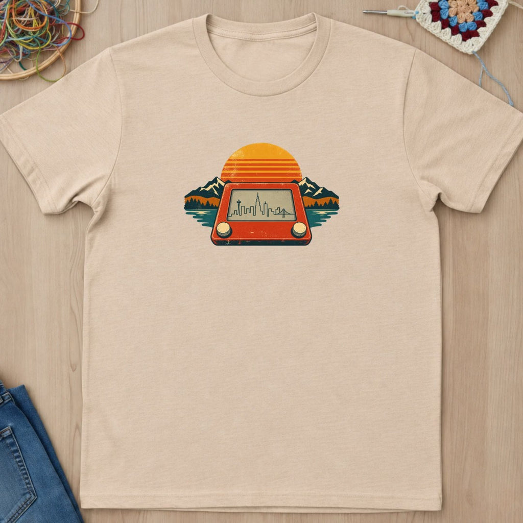 Écran mécanique skyline rétro T-Shirt — video