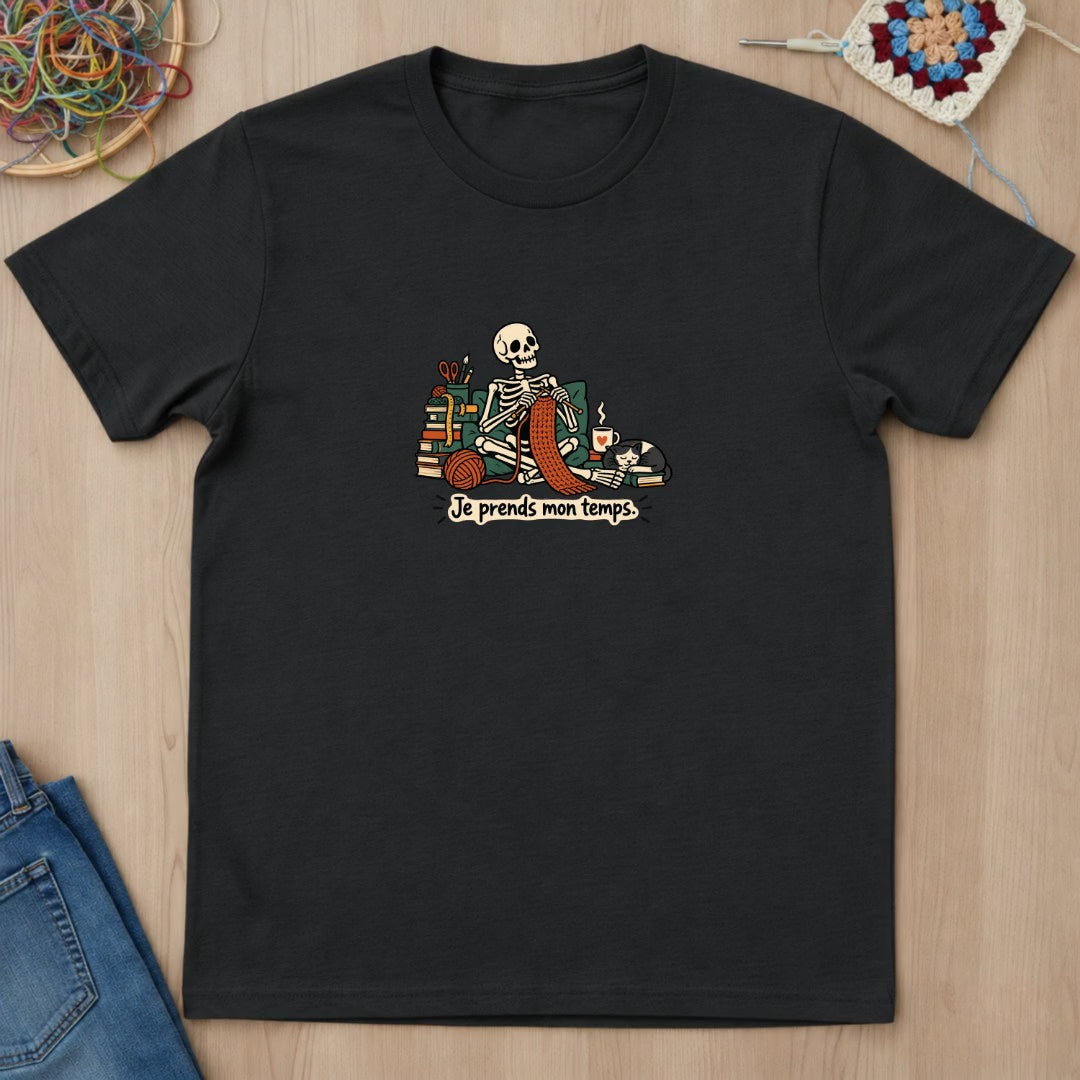 Skeleton en tricot Je prends mon temps T-Shirt — video