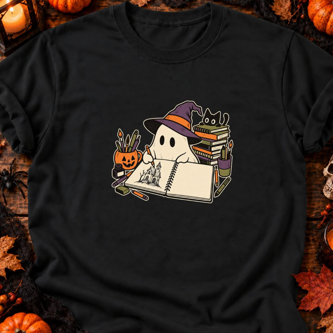Fantôme dessinateur et carnet vide T-Shirt — video