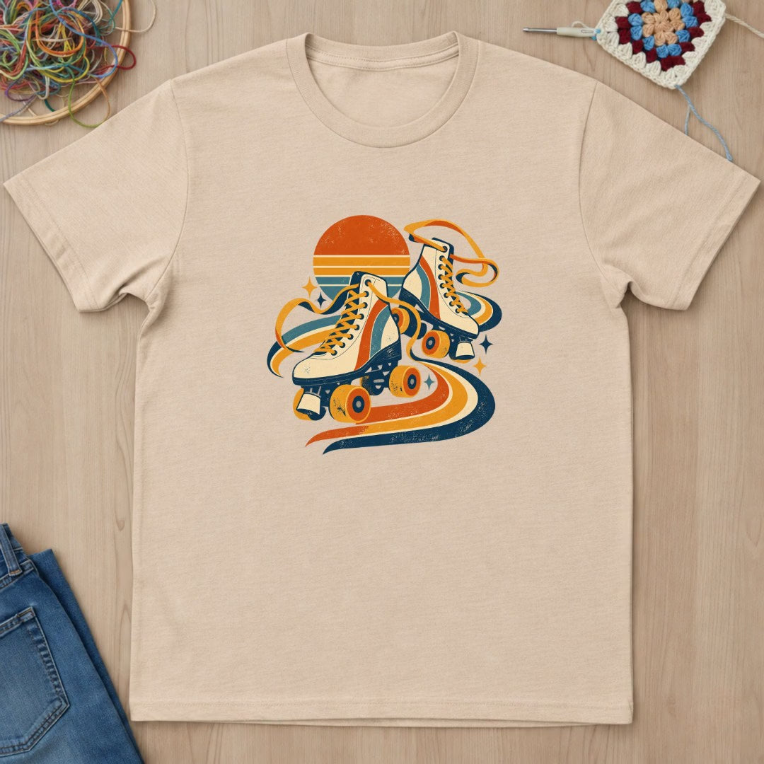 Patins à roulettes rétro géométriques T-Shirt — video