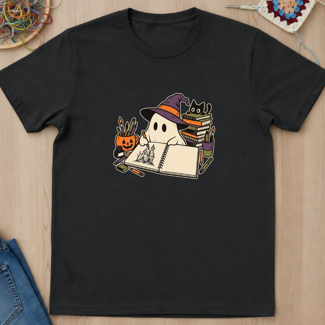 Fantôme dessinateur et carnet vide T-Shirt — video