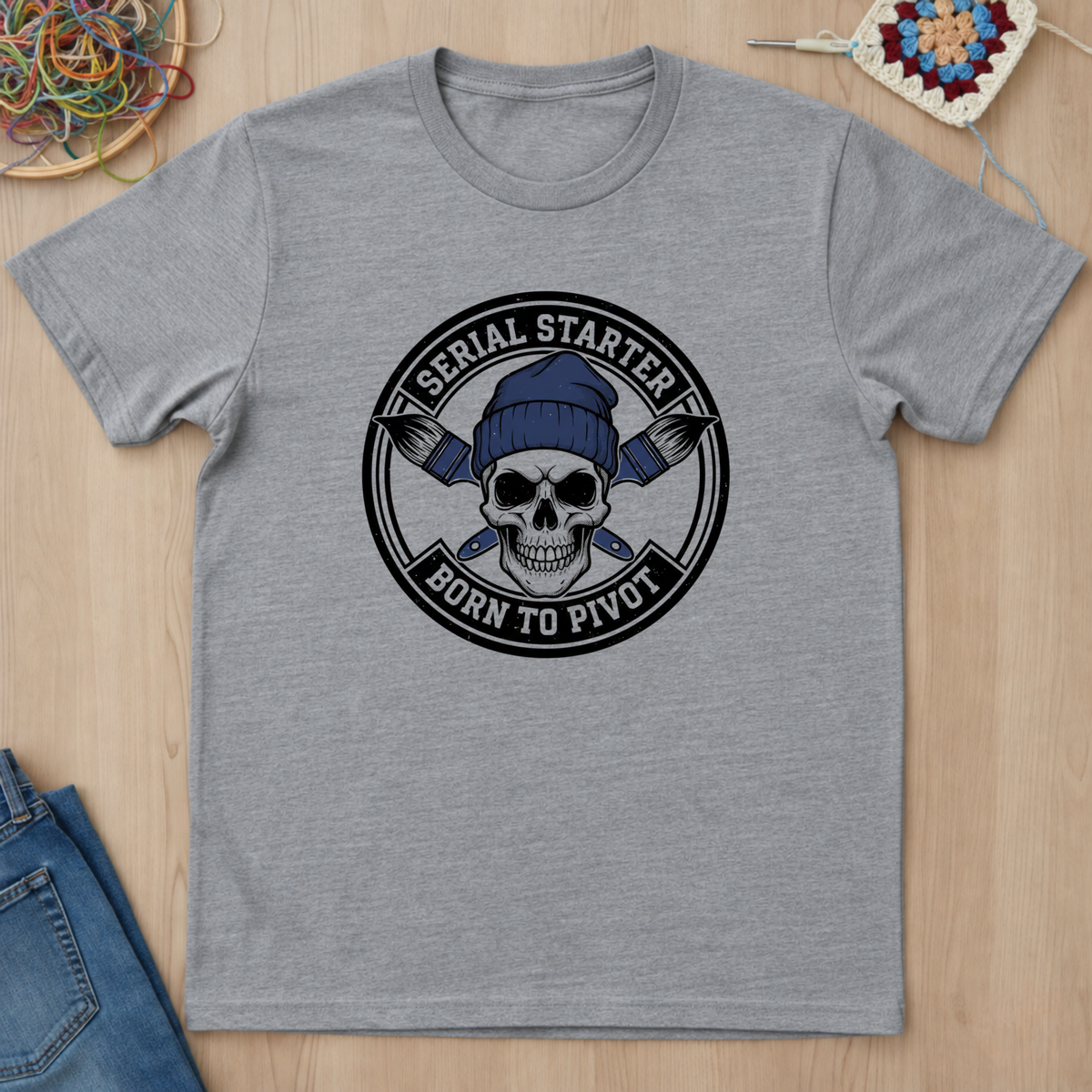 Skull Serial Starter Born To Pivot T-Shirt