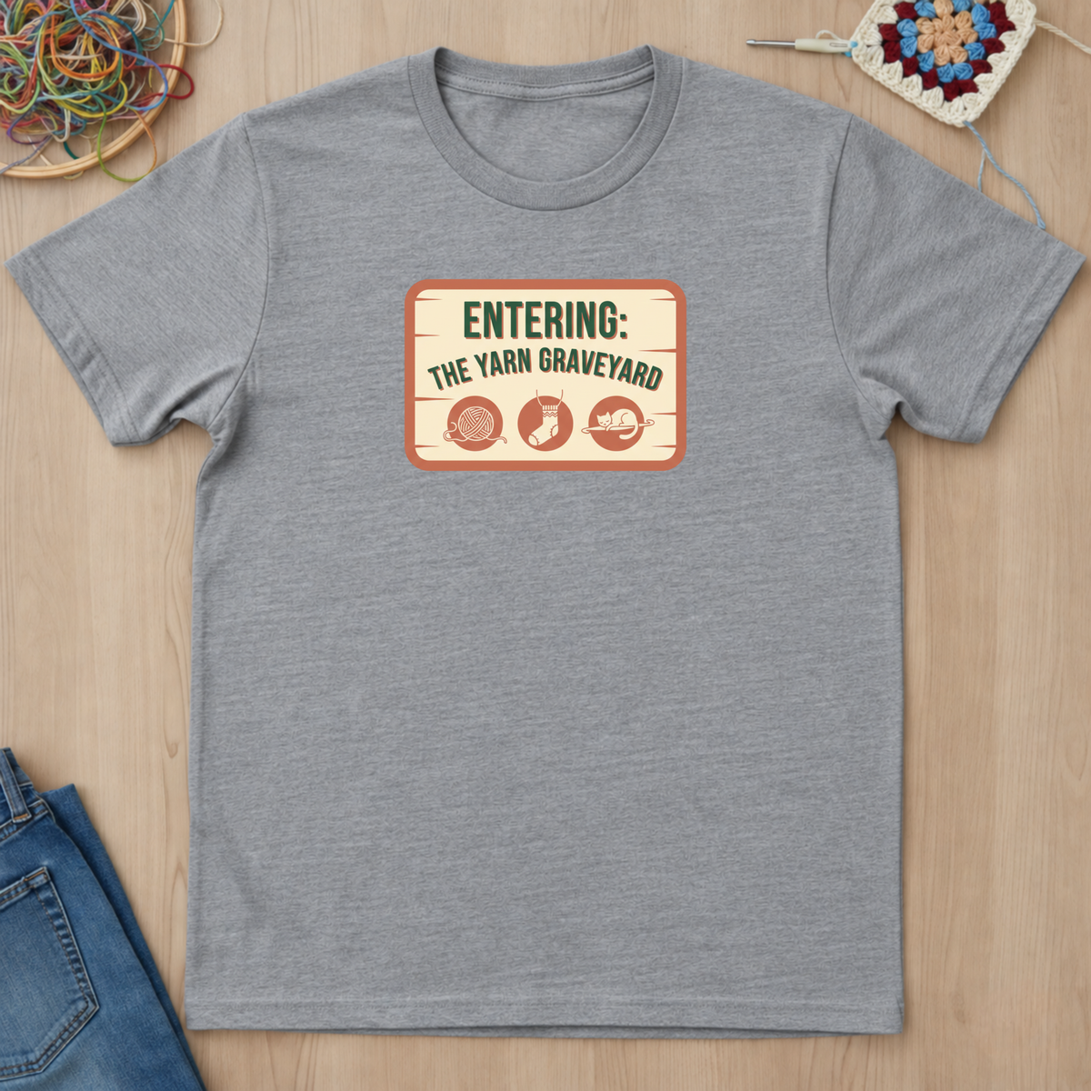 Plaque Entering The Yarn Graveyard T-Shirt