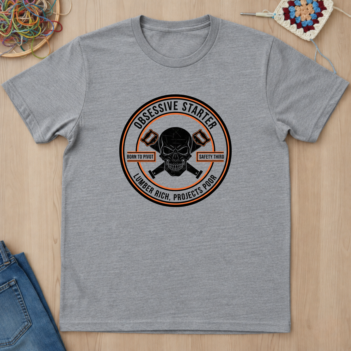 Skull Stamp Lumber Rich Projects Poor T-Shirt