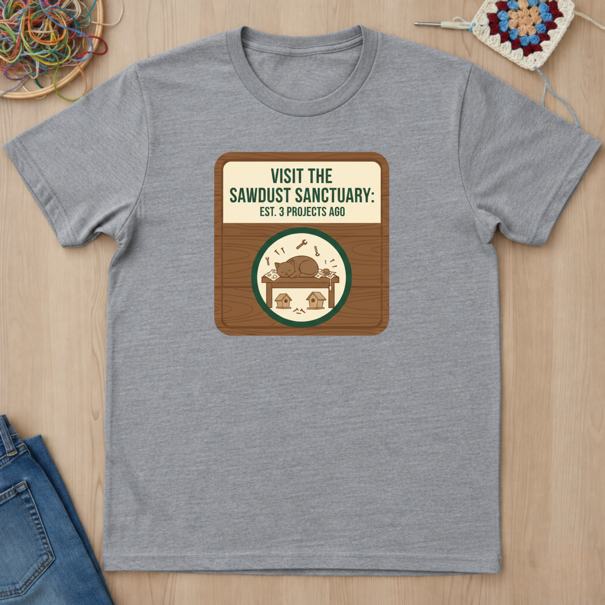 Plaque Visit Sawdust Sanctuary T-Shirt