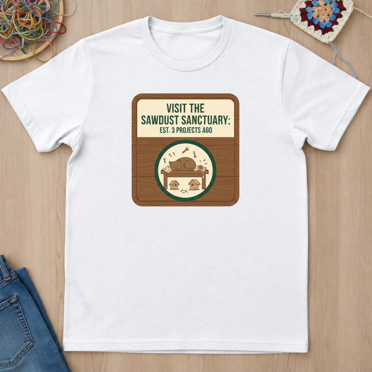Plaque Visit Sawdust Sanctuary T-Shirt