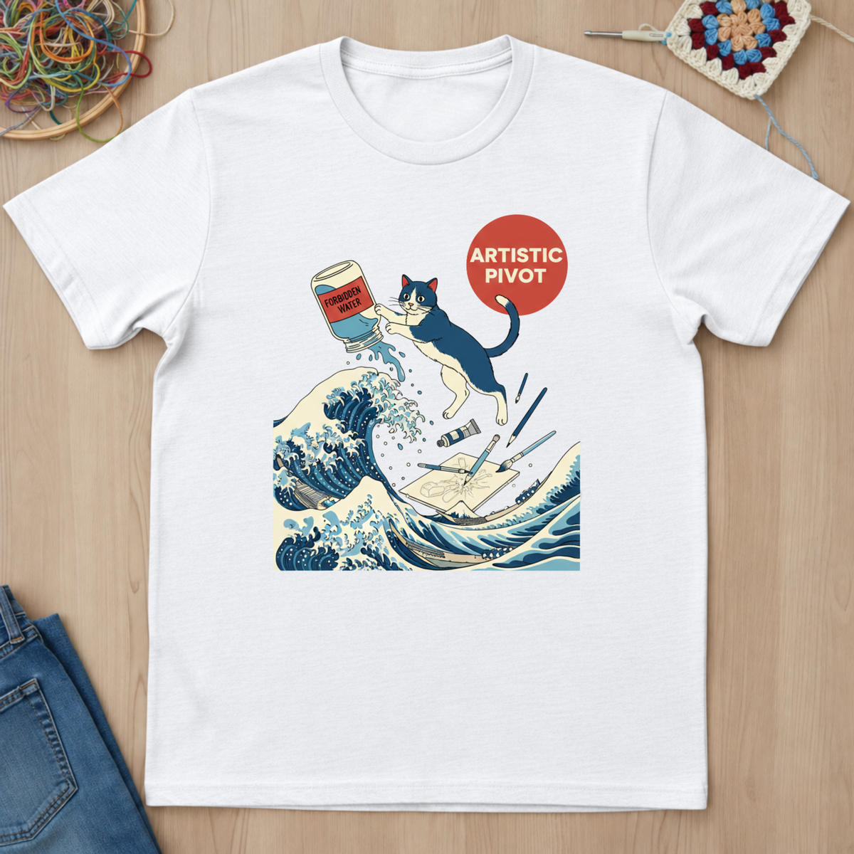 Cat Wave Artistic Pivot T-Shirt