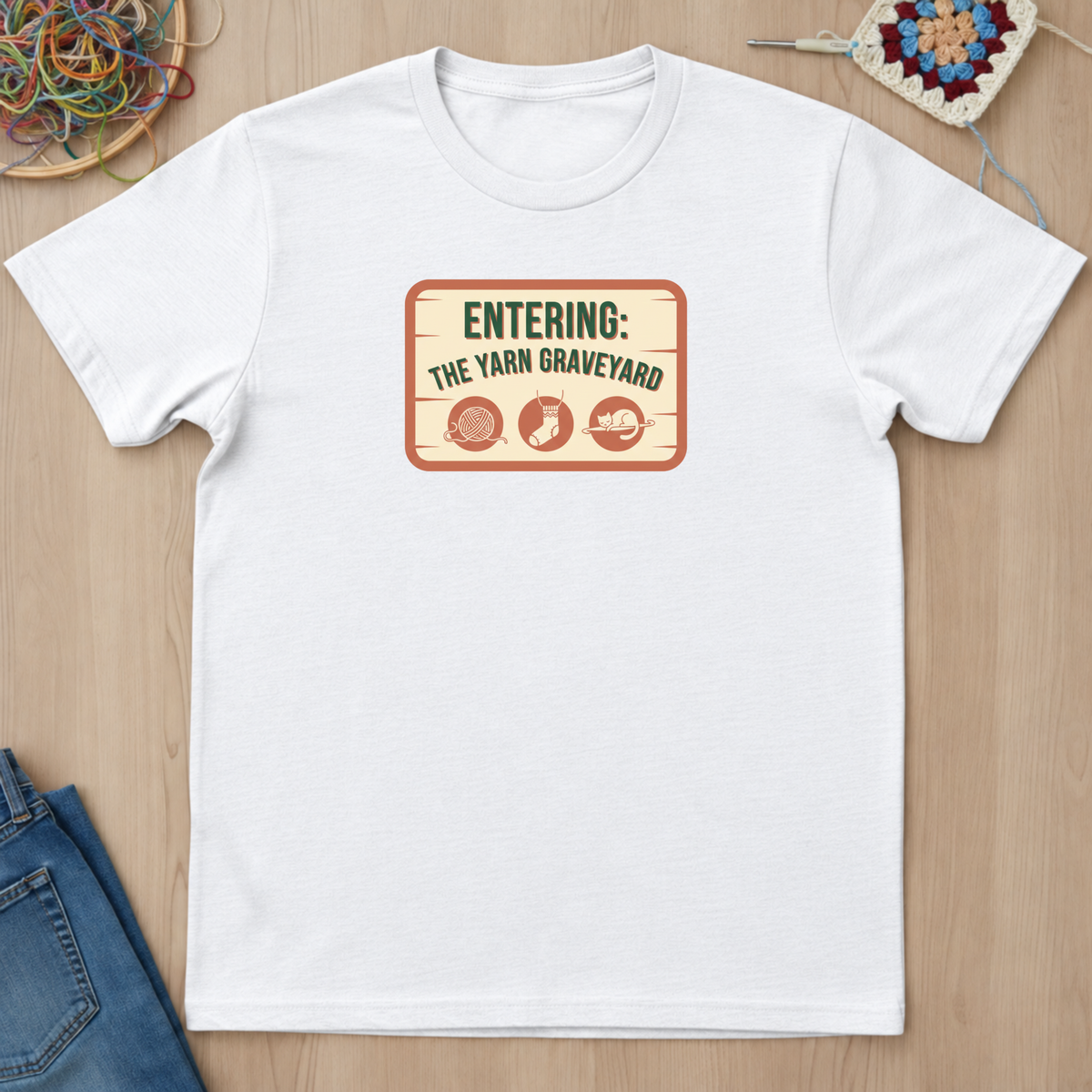 Plaque Entering The Yarn Graveyard T-Shirt