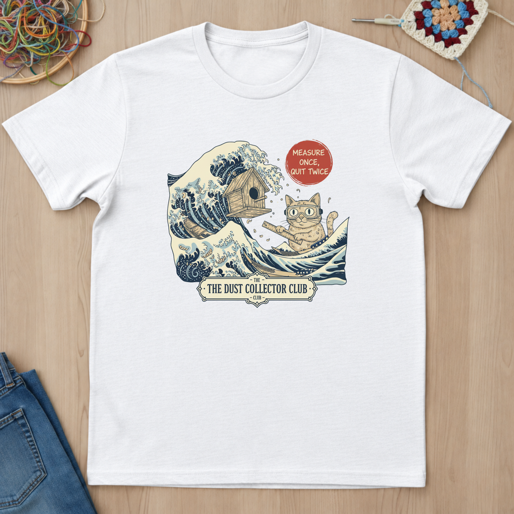 Cat Wave Measure Once Quit Twice T-Shirt